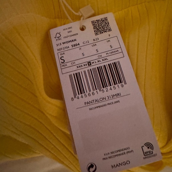 Mango MNG Front Slit Knit Pants Yellow NWT - Picture 13 of 13